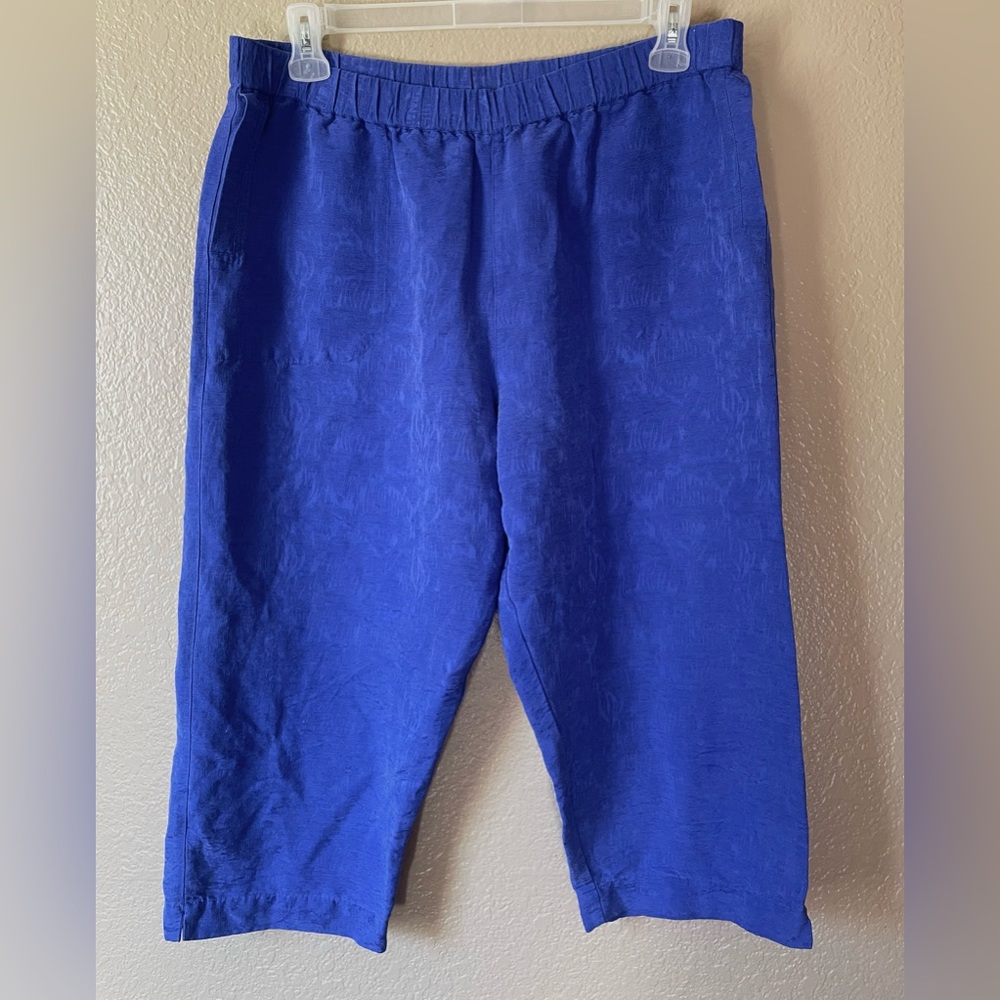 Chico’s blue silk and linen cropped pants, size 3